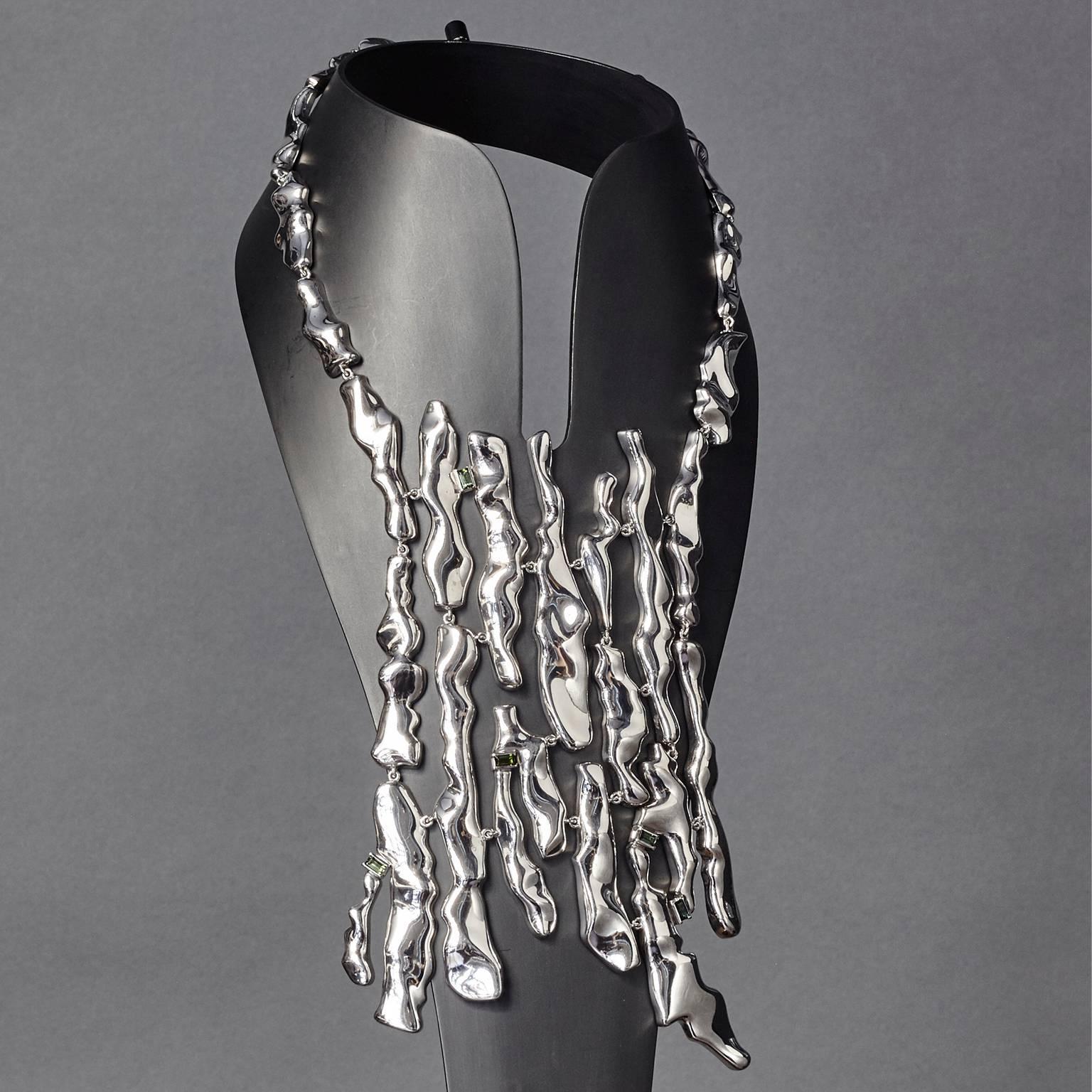 Nathalie Jean Contemporary Turmalin Sterling Silber Halskette im Zustand „Neu“ im Angebot in Milan, Lombardia