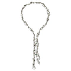 Nathalie Jean Contemporary Tourmaline Sterling Silver Drop Link Necklace