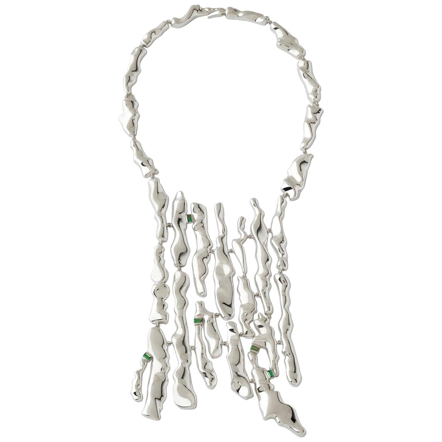 Nathalie Jean Contemporary Turmalin Sterling Silber Halskette im Angebot