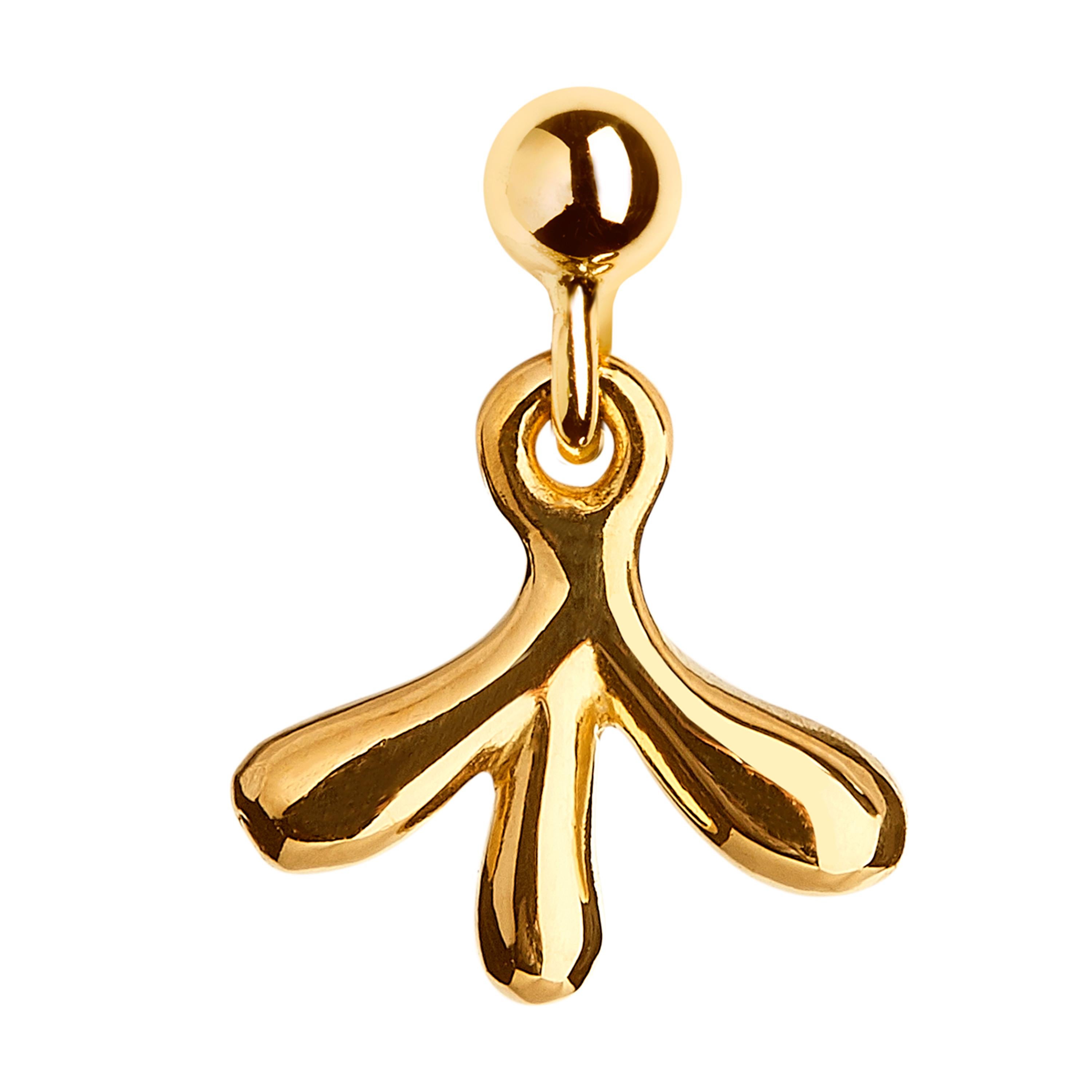 Women's or Men's Nathalie Jean Contemporary Natural Style Yellow Gold Drop Dangle Earrings For Sale