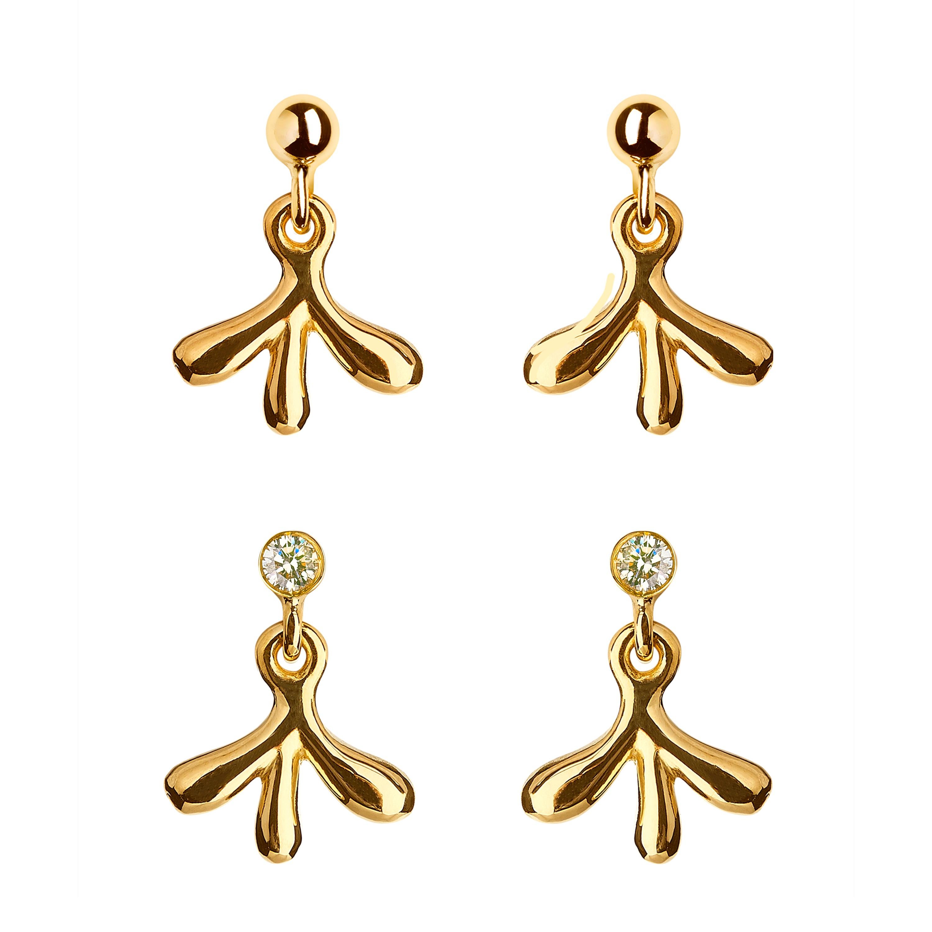 Nathalie Jean Contemporary Yellow Gold Pendant Drop Dangle Earrings For Sale 3