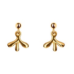 Nathalie Jean Contemporary Yellow Gold Pendant Drop Dangle Earrings