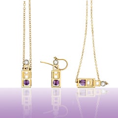 Nathalie Jean Collier pendentif contemporain en or 18 carats diamant améthyste