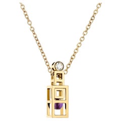 Nathalie Jean Diamond Amethyst 18 Karat Gold Contemporary Pendant Necklace