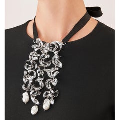 Nathalie Jean Limited Edition Pearl Sterling Silver Hoya Carnosa Jabot Necklace