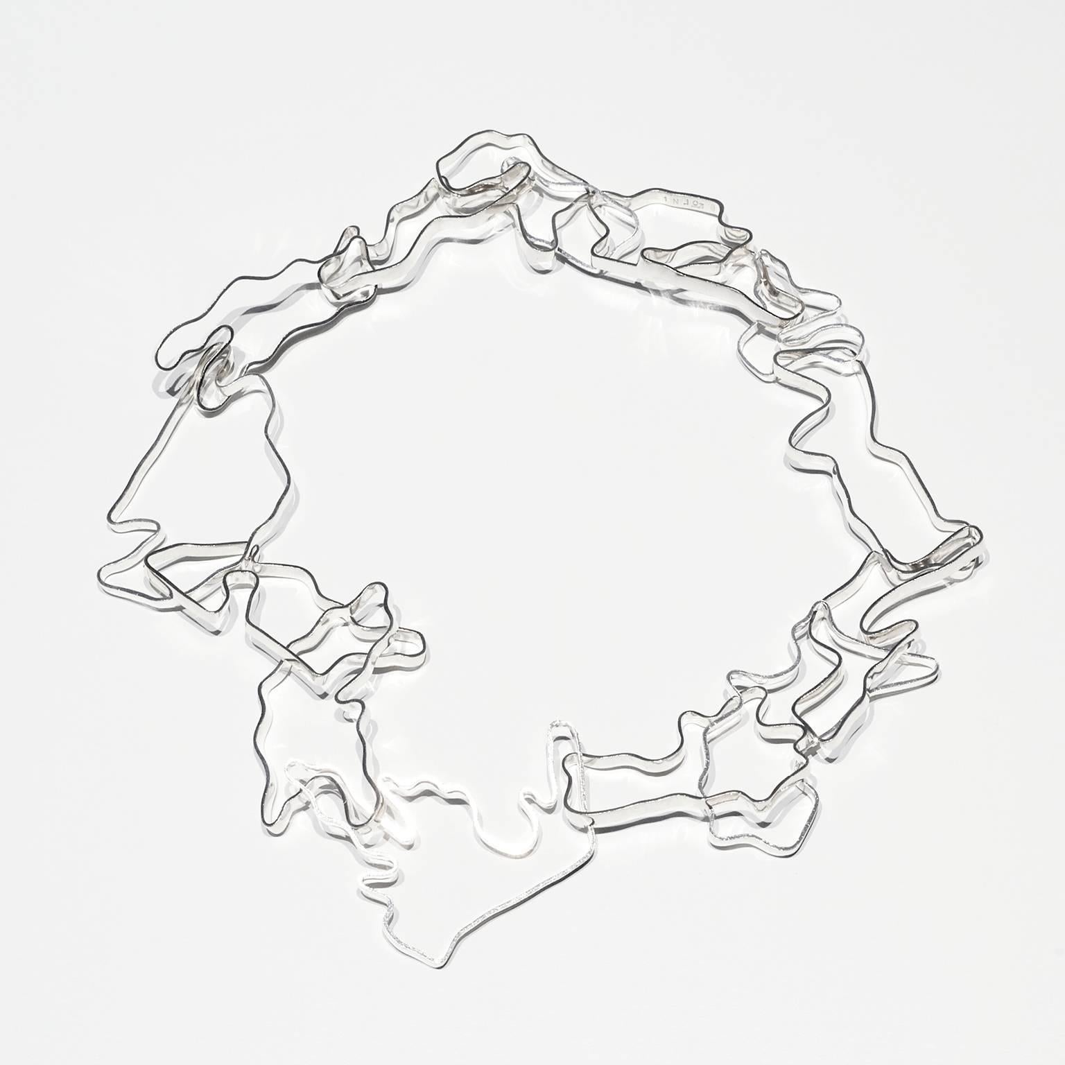 Women's or Men's Nathalie Jean Sterling Silver Limited Edition Small Chain Link Necklace For Sale