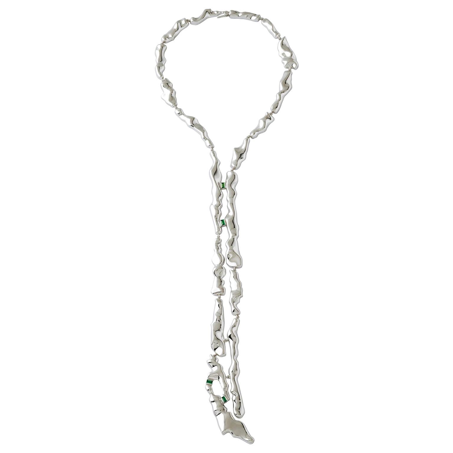 Nathalie Jean Tourmaline Sterling Silver Limited Edition Drop Link Necklace