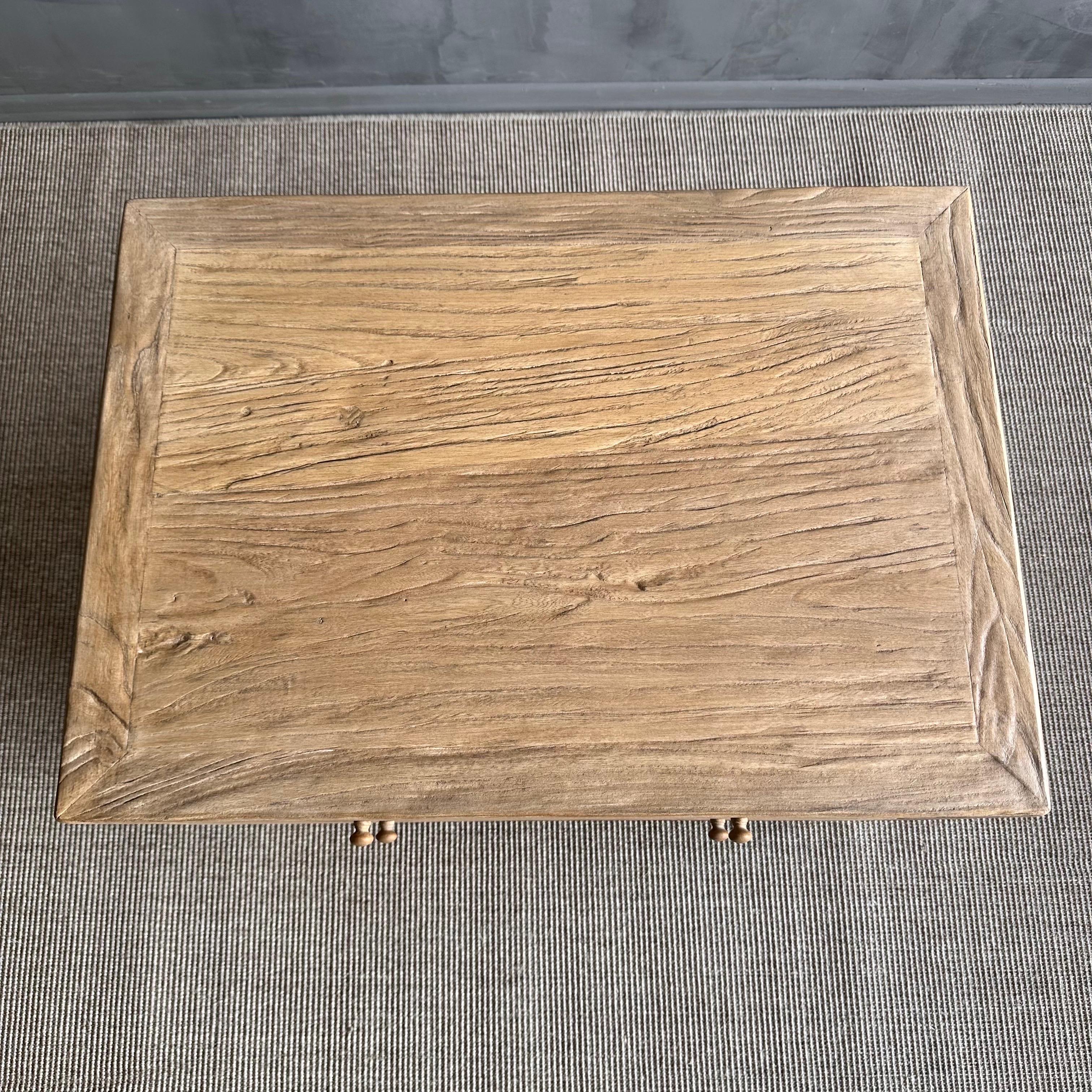 Nathalie Nightstand in Reclaimed Elm Wood Natural Finish 2 Drawer For Sale 1