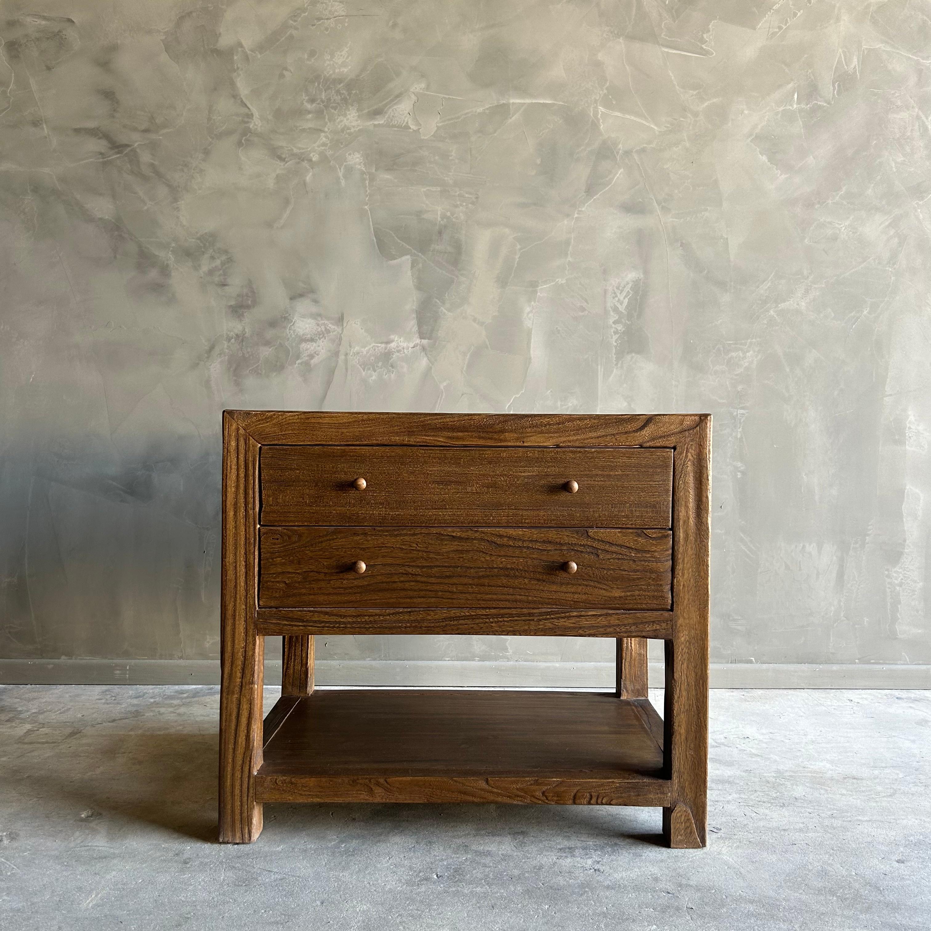 Nathalie Nightstand in Reclaimed Elm Wood Walnut Finish 1