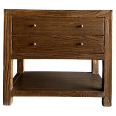 Nathalie Nightstand in Reclaimed Elm Wood Walnut Finish