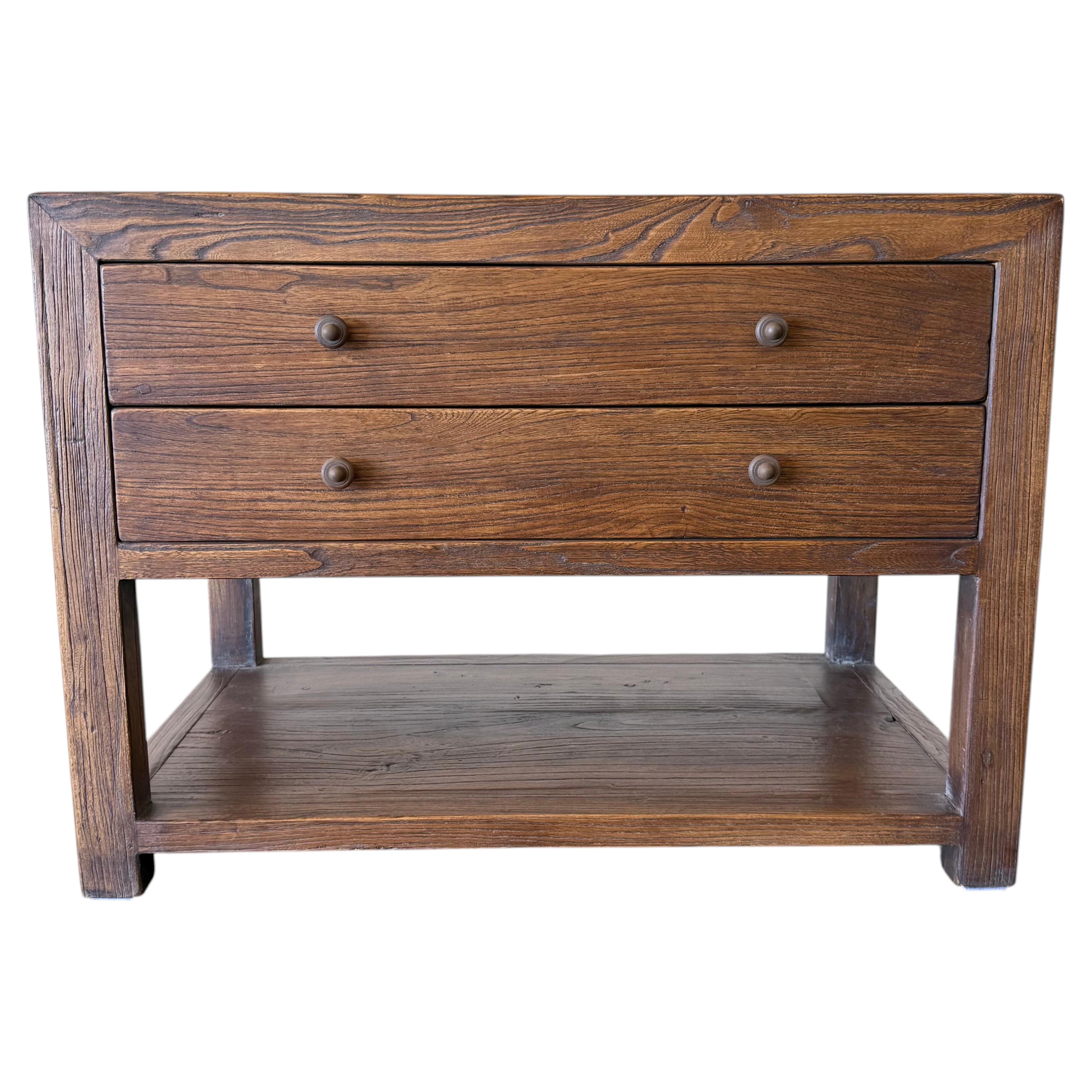 Nathalie II Reclaimed Elm 2 Drawer Nightstand 36" - Chestnut For Sale