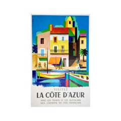 Retro 1963 original poster by Nathan for the SNCF and the French Riviera - Côte d'Azur