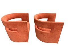 Nathan Anthony Chess Chairs in Orange Upholstery