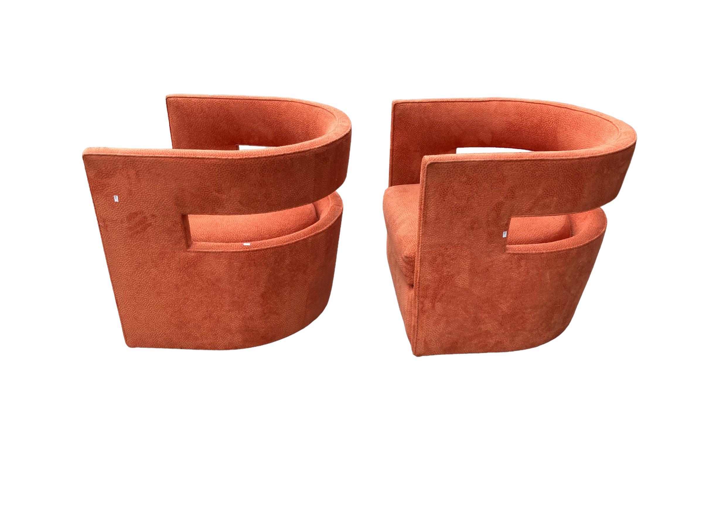 American Nathan Anthony Chess Chairs in Orange Upholstery
