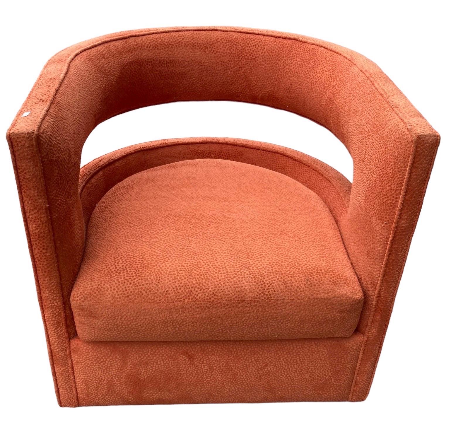 Nathan Anthony Chess Chairs in Orange Upholstery In Good Condition In San Diego, CA