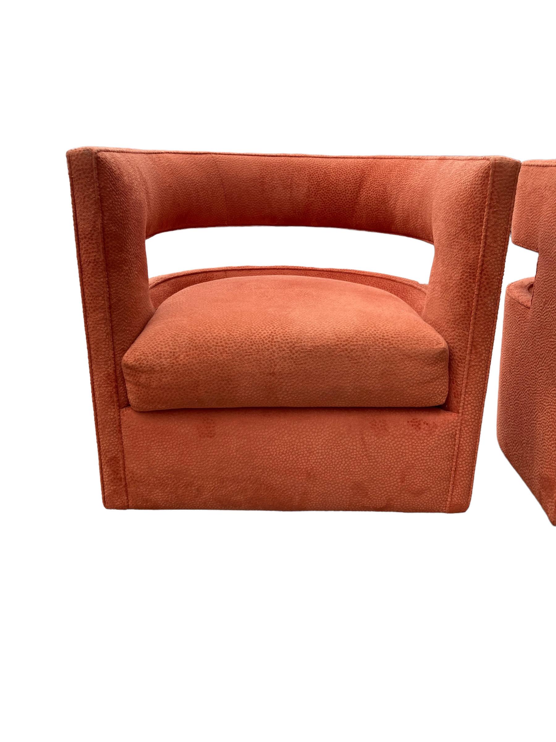Contemporary Nathan Anthony Chess Chairs in Orange Upholstery