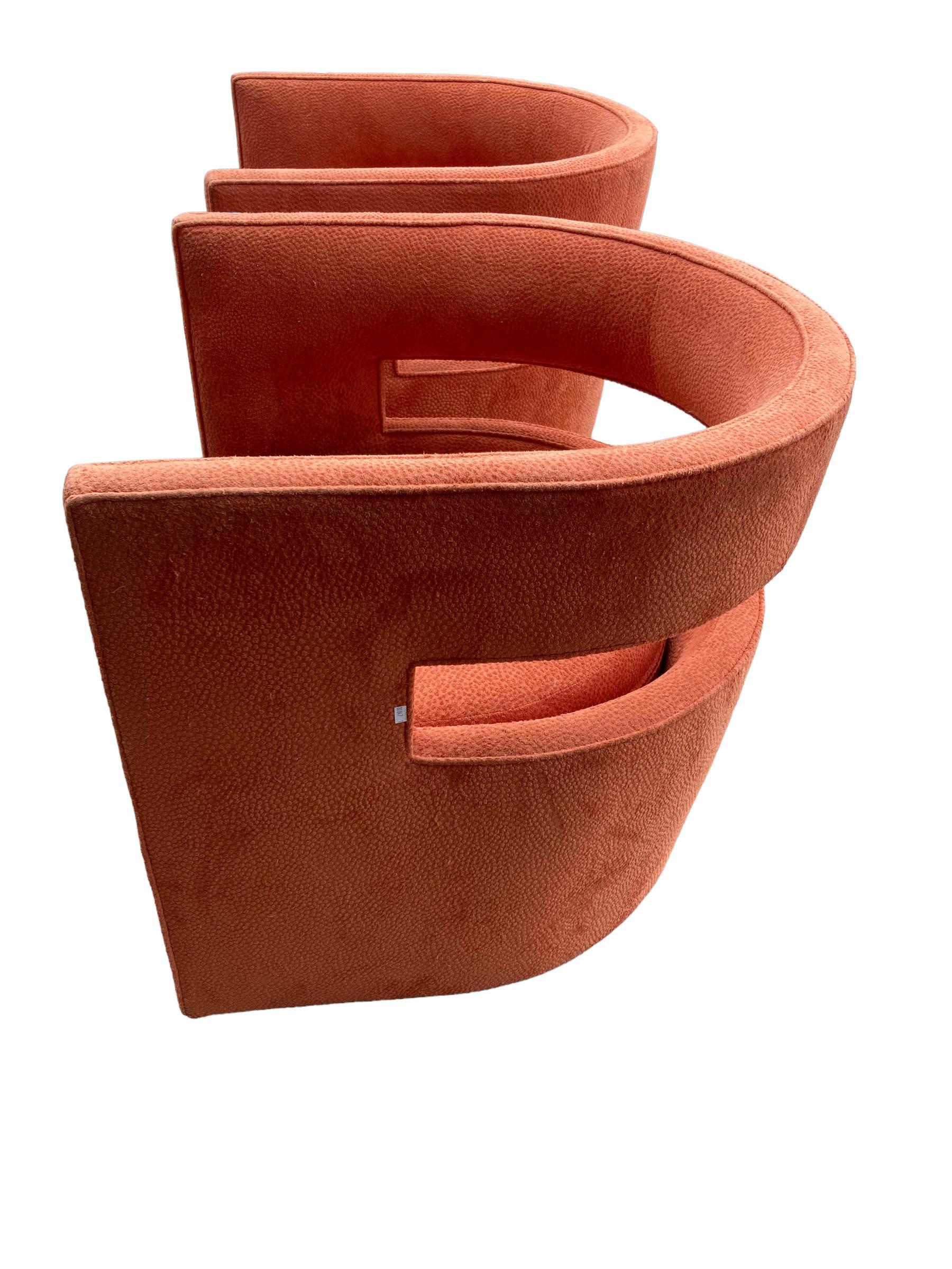 Cotton Nathan Anthony Chess Chairs in Orange Upholstery