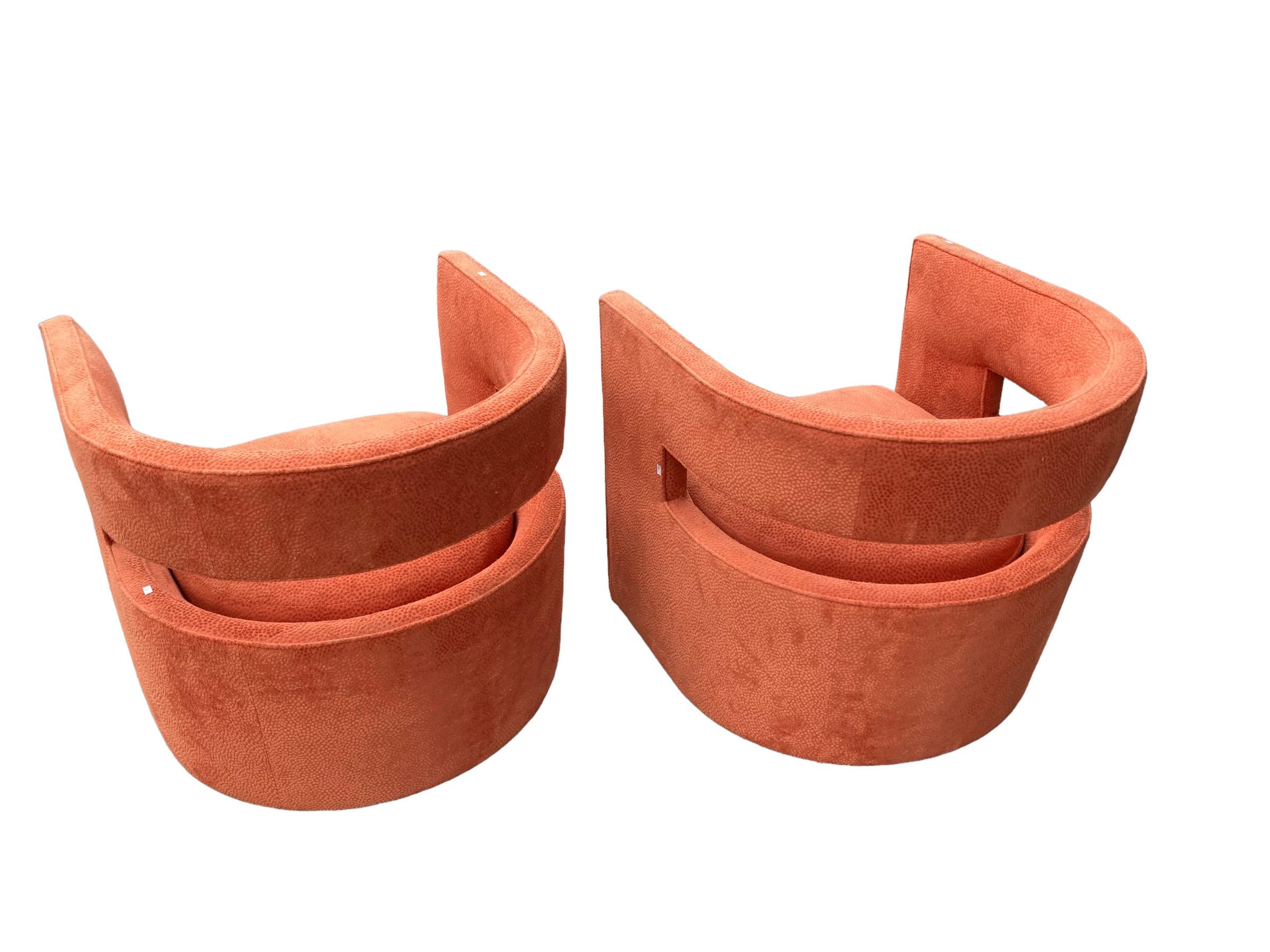 Nathan Anthony Chess Chairs in Orange Upholstery 2