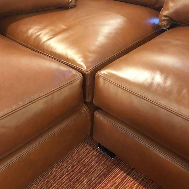 Nathan Anthony Custom Folio Leather Sectional For Sale at 1stDibs
