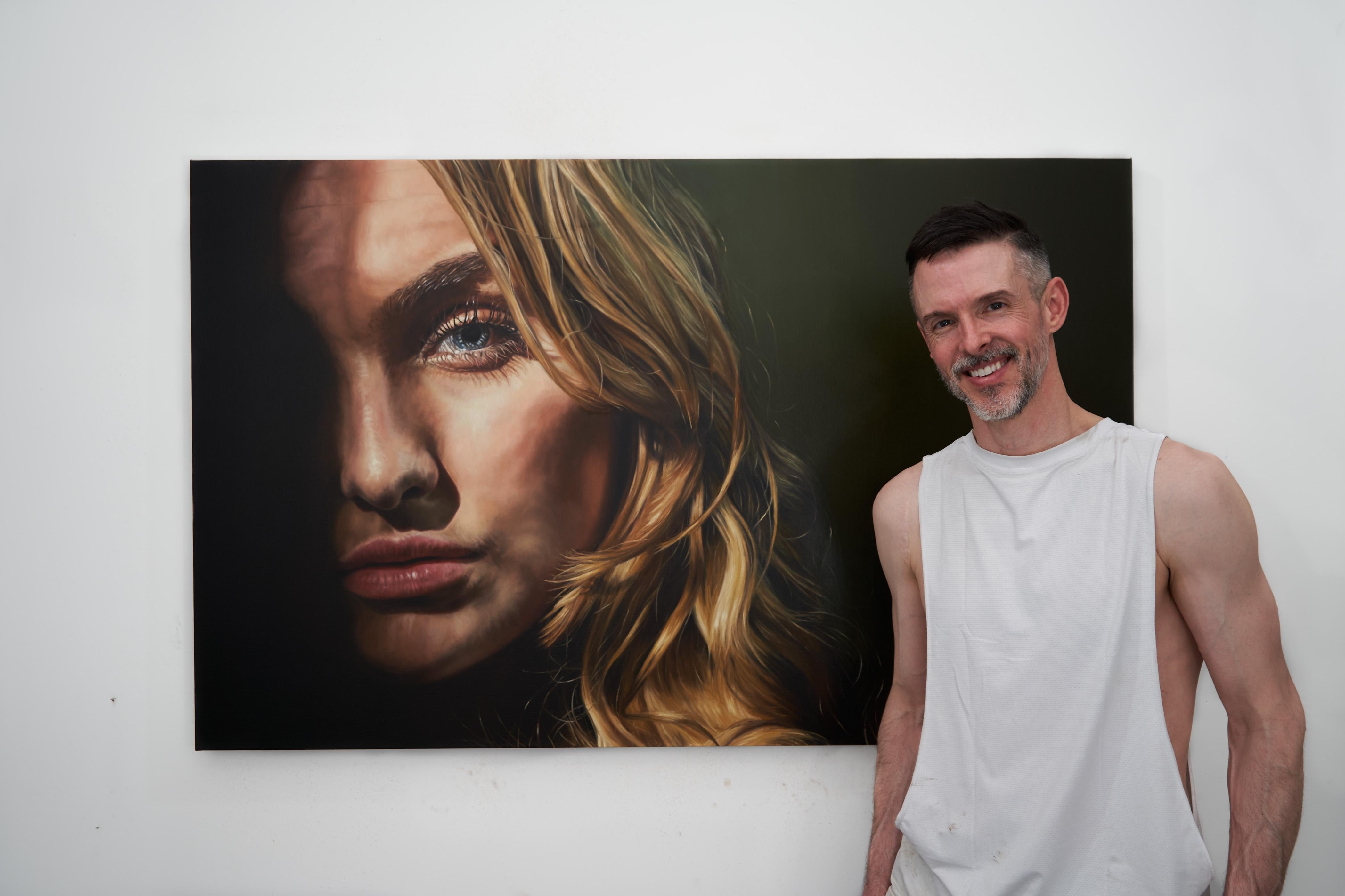 Elsewhere, Large Scale Portrait of a Blond Woman Emerging from the Shadows For Sale 2