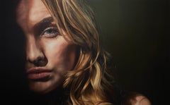 Elsewhere, Large Scale Portrait of a Blond Woman Emerging from the Shadows