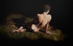 Gossamer, Large Scale Portrait, Posterior View of a Nude Male Lounging, Oil