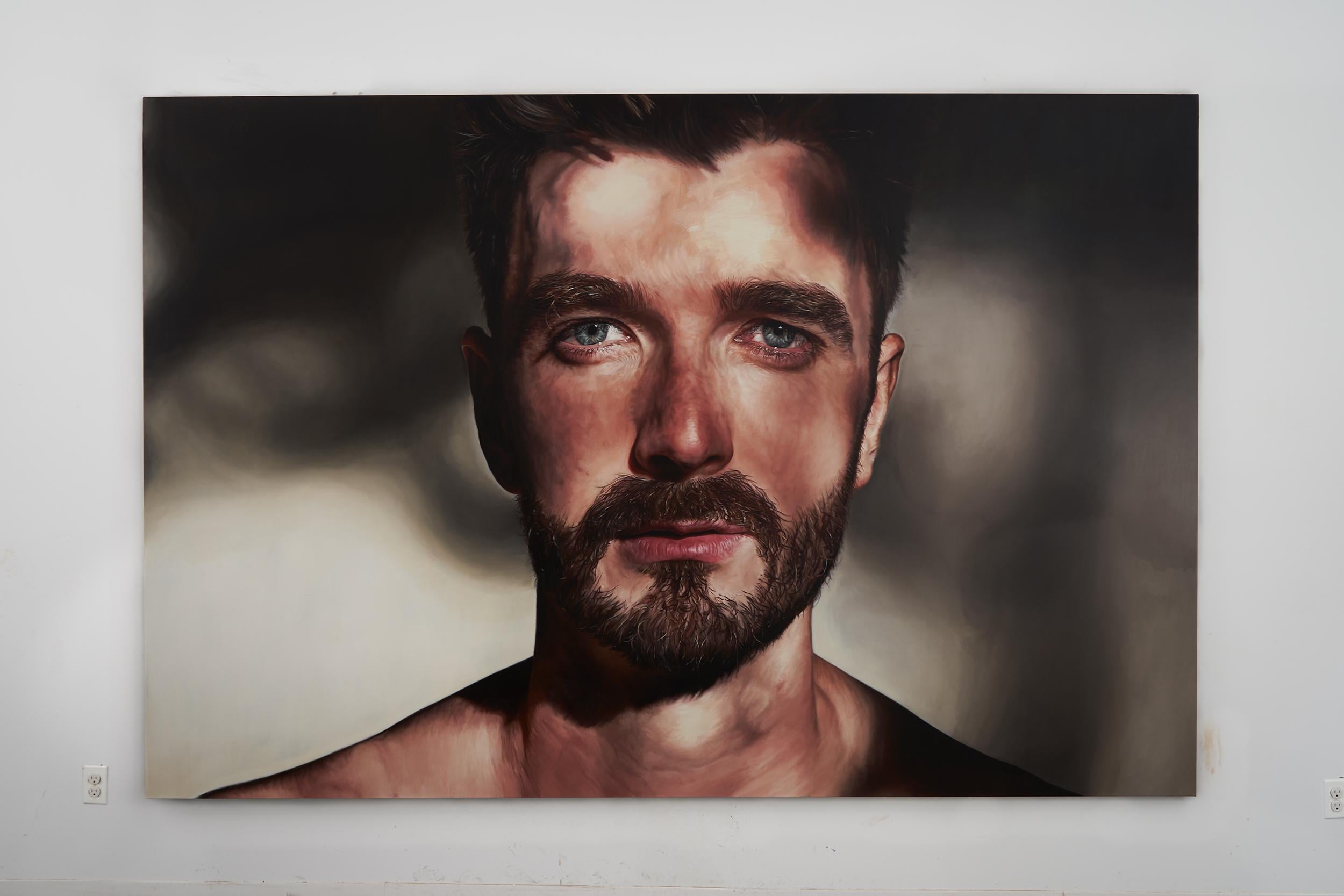 I Love You the First Time, Large Scale Portrait, Bearded Man in Dappled Light For Sale 1