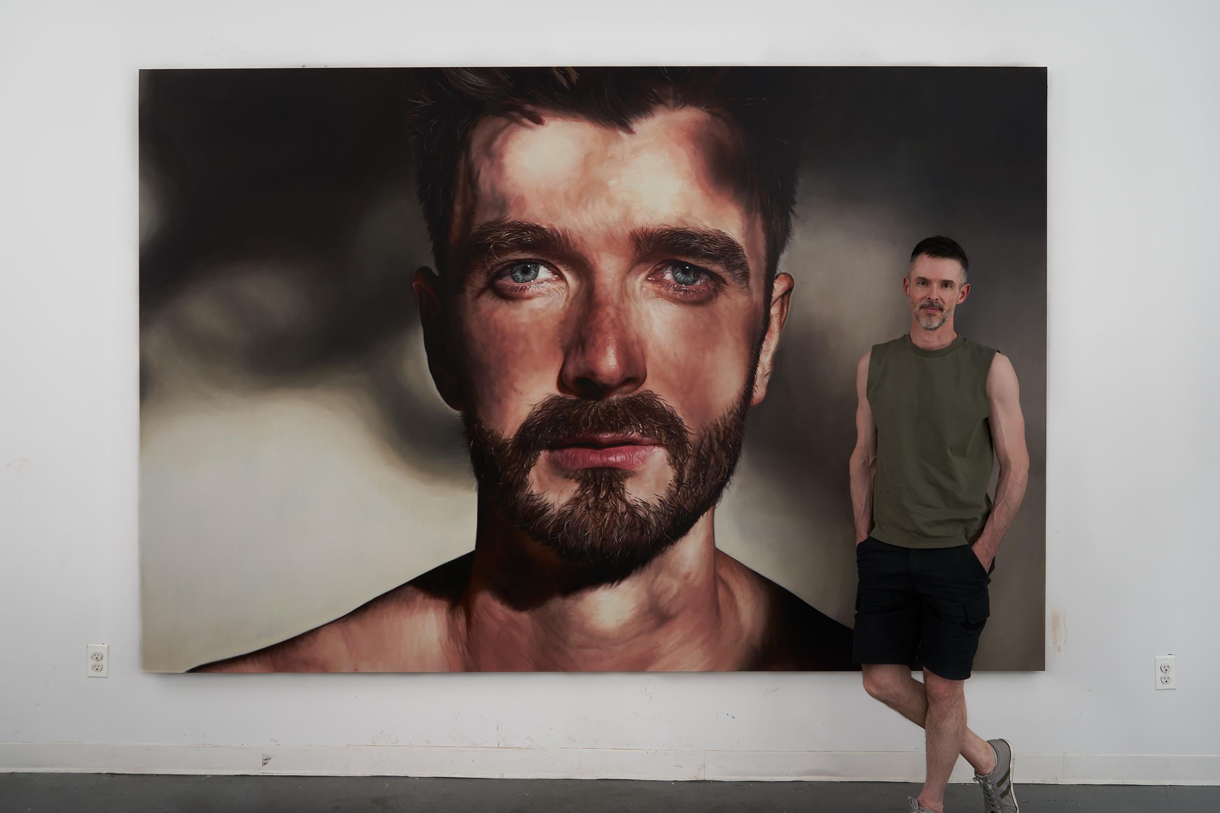 I Love You the First Time, Large Scale Portrait, Bearded Man in Dappled Light For Sale 2