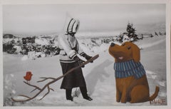 « A Generous Offering » de Nathan Durfee, acrylique originale sur carte postale vintage
