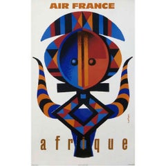 Original poster created in 1960 by Jacques Nathan-Garamond Air France Afrique