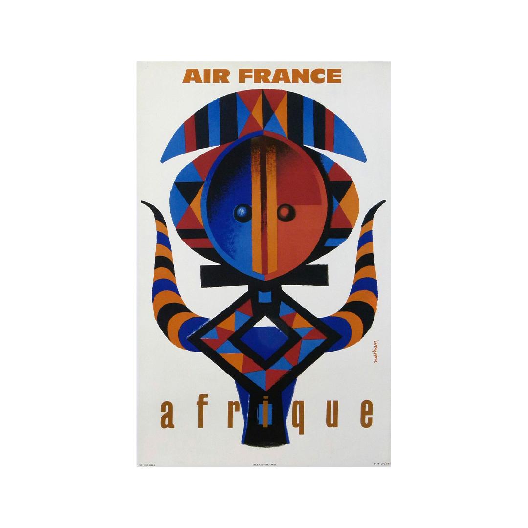 Original poster created in 1960 by Jacques Nathan-Garamond Air France Afrique - Print by Nathan Garamond