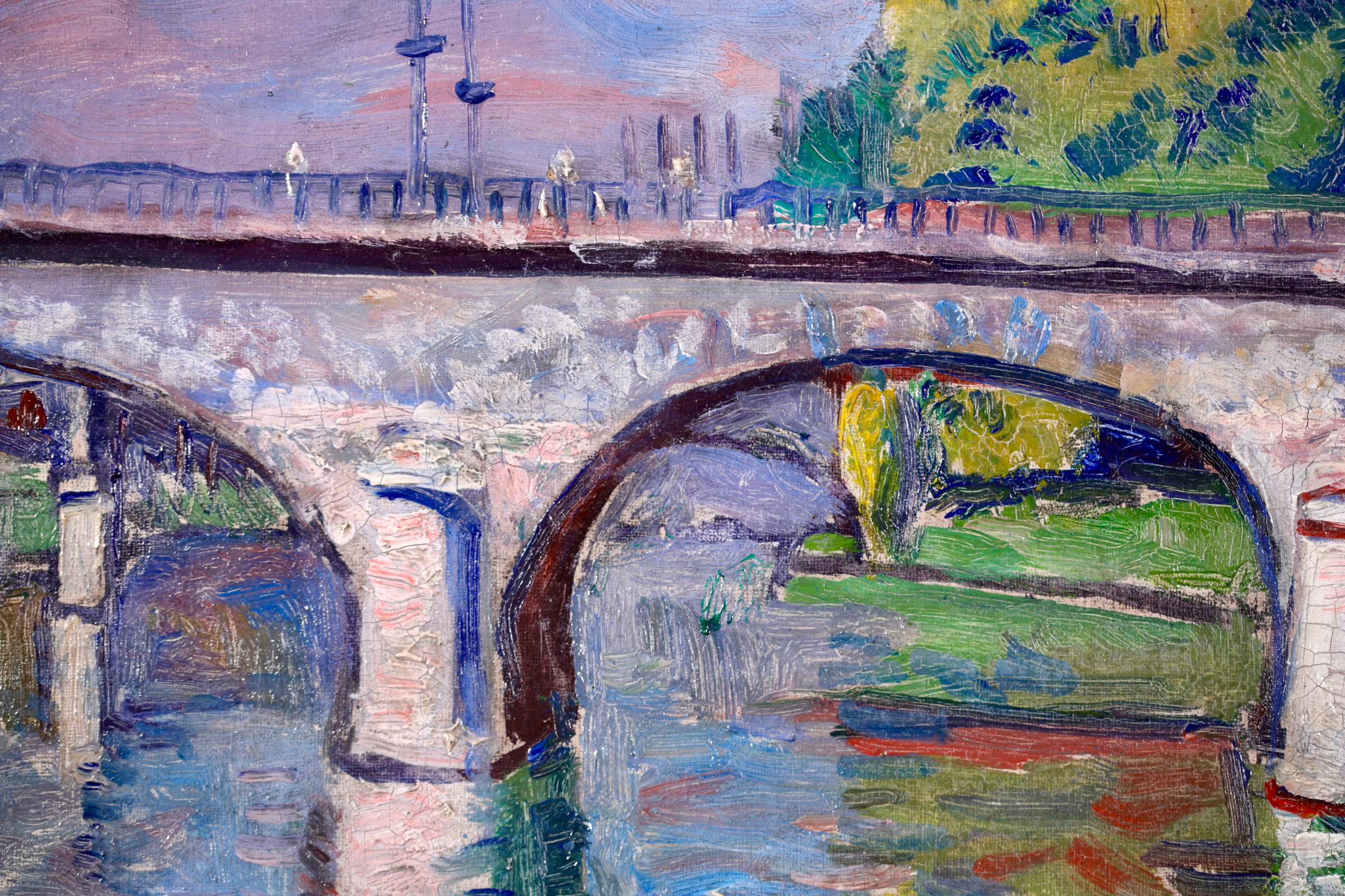 Le Pont de Charenton - Post Impressionist Landscape Oil by Nathan Grunsweigh For Sale 8
