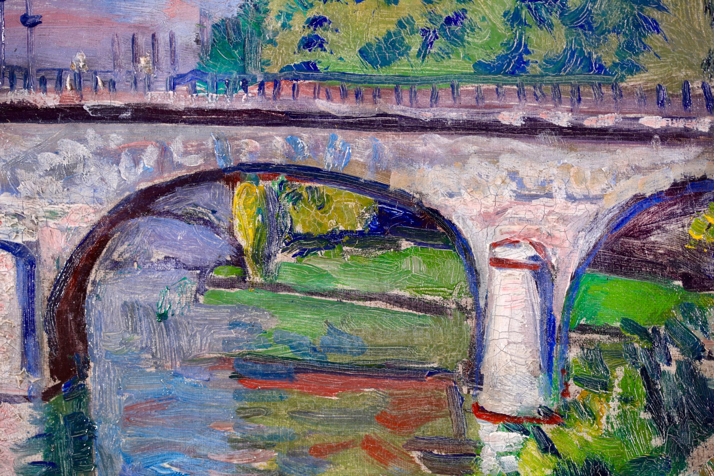 Le Pont de Charenton - Post Impressionist Landscape Oil by Nathan Grunsweigh For Sale 9