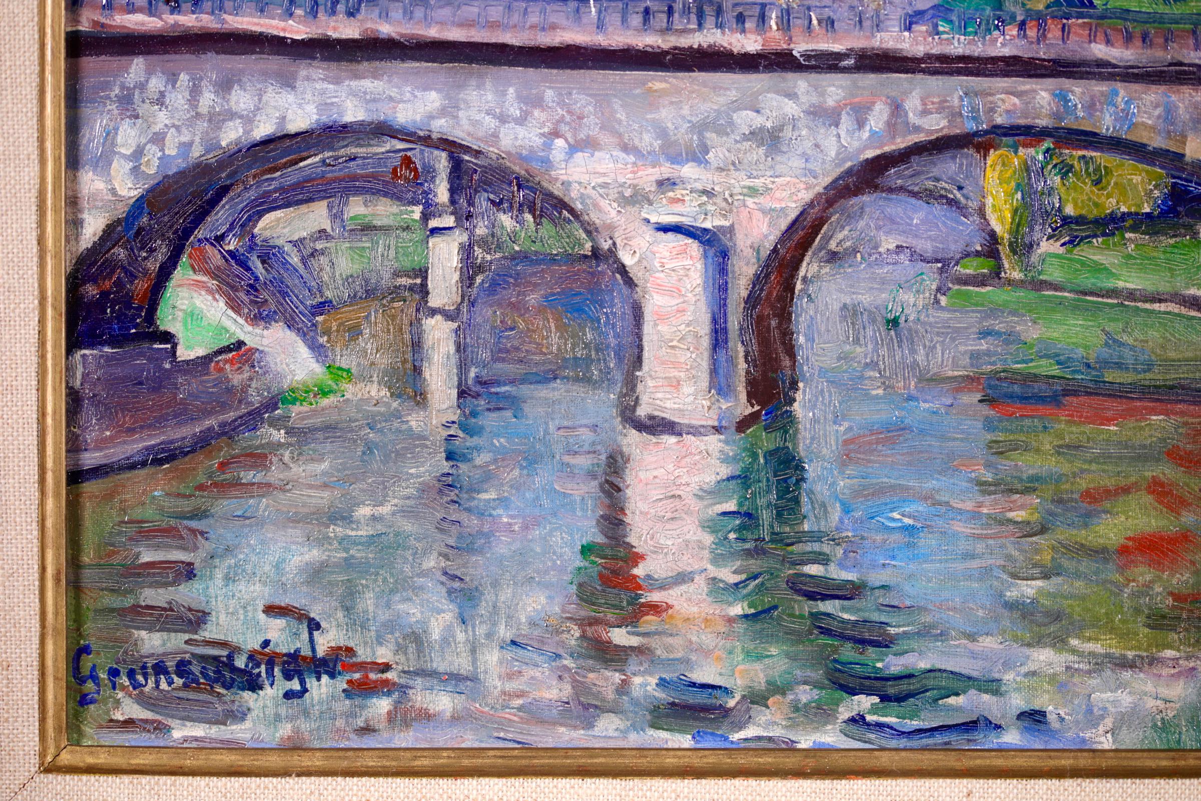 Le Pont de Charenton - Post Impressionist Landscape Oil by Nathan Grunsweigh For Sale 10