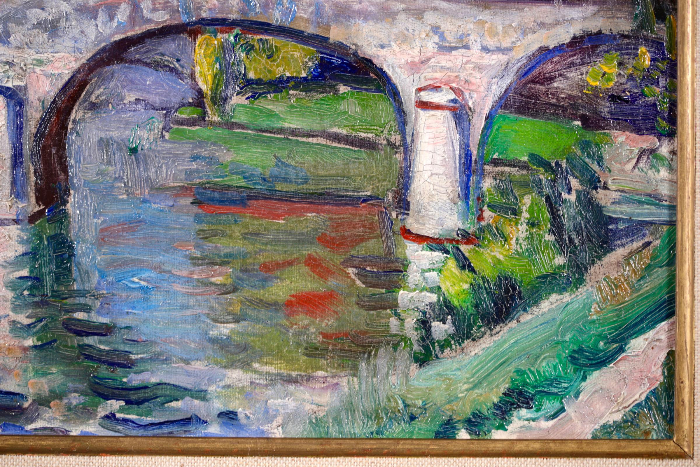 Le Pont de Charenton - Post Impressionist Landscape Oil by Nathan Grunsweigh For Sale 2