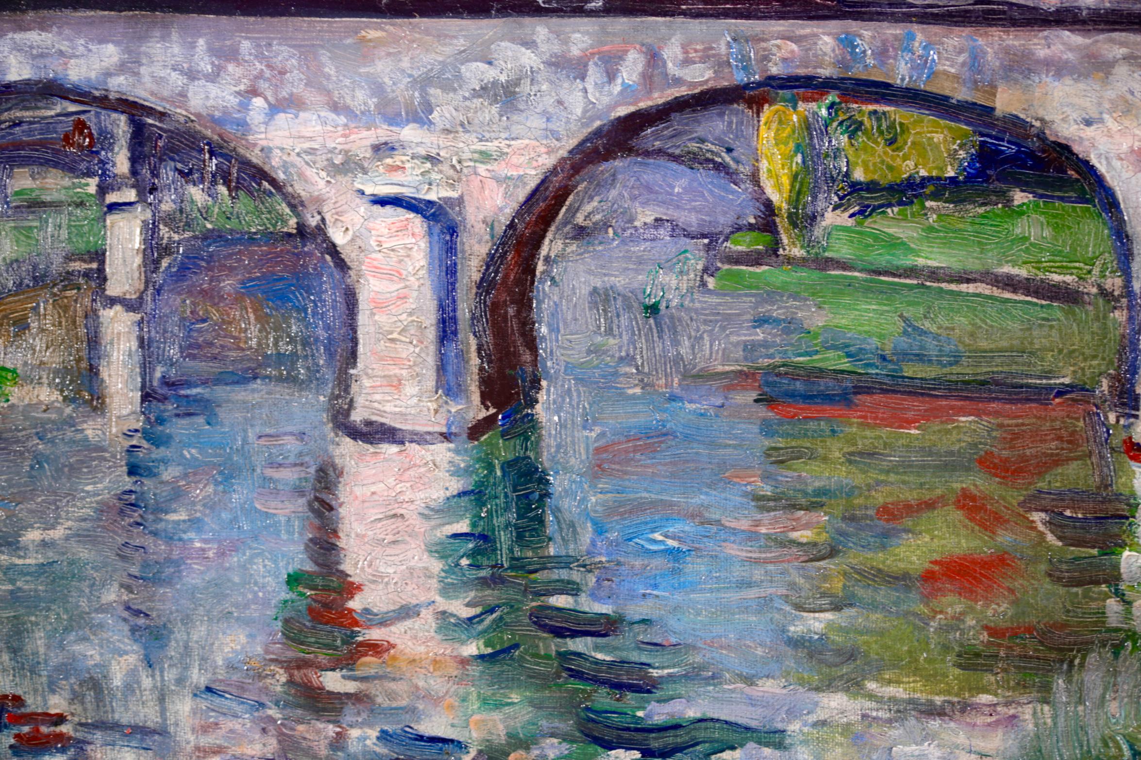 Le Pont de Charenton - Post Impressionist Landscape Oil by Nathan Grunsweigh For Sale 3