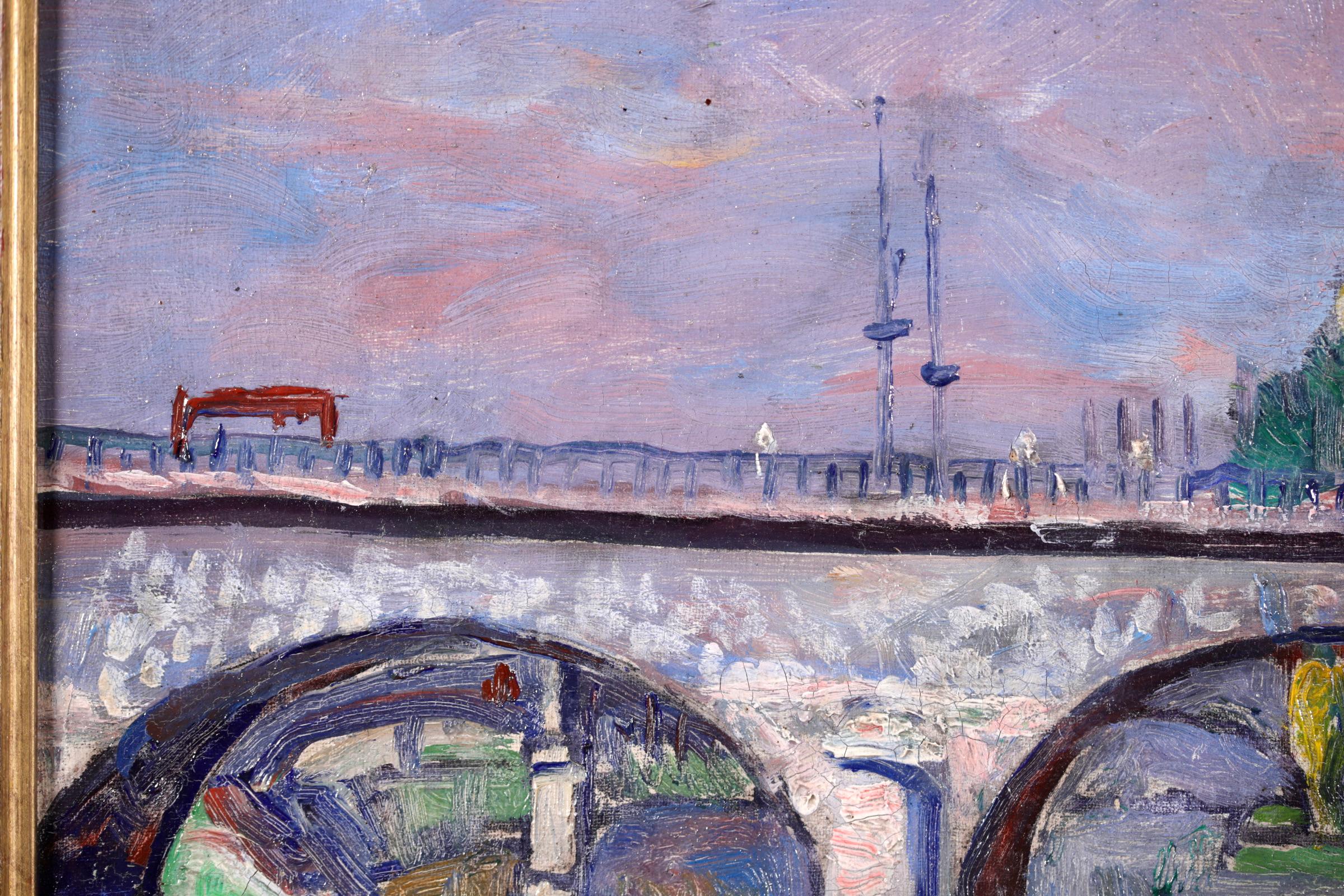 Le Pont de Charenton - Post Impressionist Landscape Oil by Nathan Grunsweigh For Sale 5