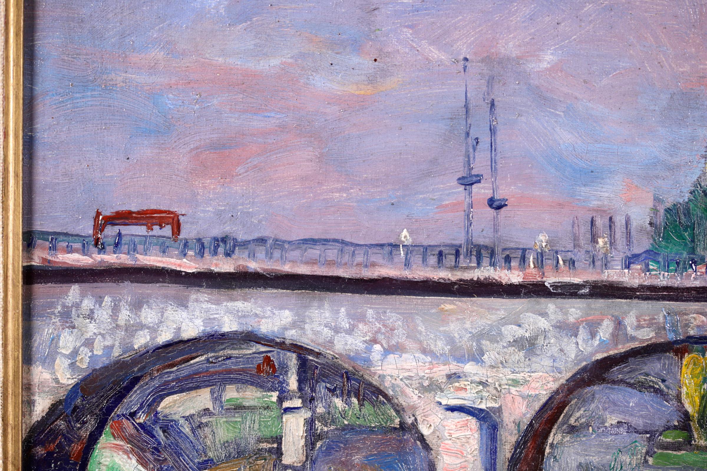 Le Pont de Charenton - Post Impressionist Landscape Oil by Nathan Grunsweigh For Sale 6