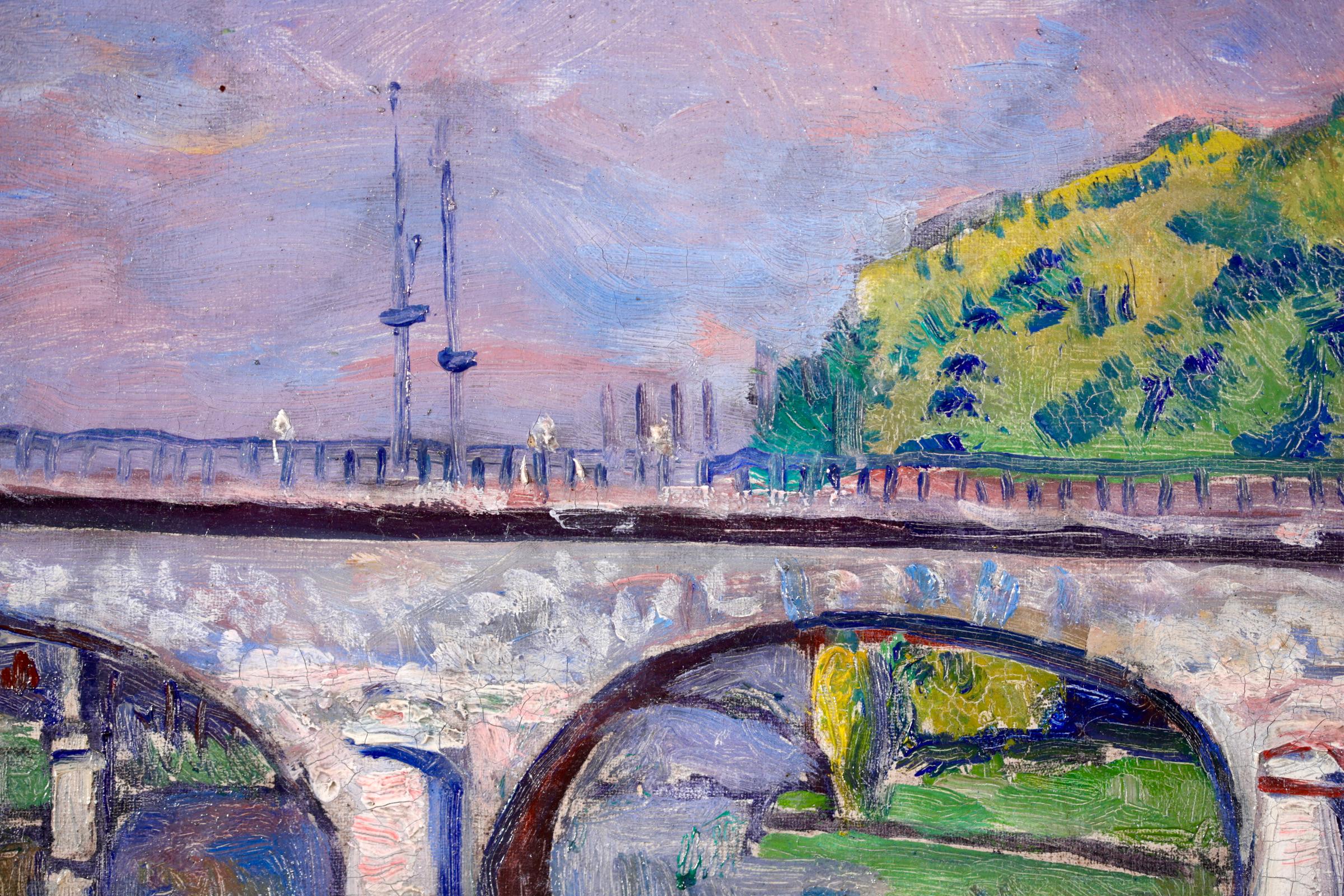 Le Pont de Charenton - Post Impressionist Landscape Oil by Nathan Grunsweigh For Sale 7