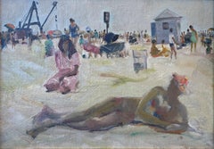 Vintage "Brighton Beach, August 5" Nathan Hoffman, Brooklyn, Impressionist, Sunny Day
