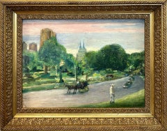 "Central Park NY Looking N. West" Impressionist Cityscape Oil Painting on Board