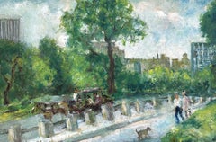 "Central Park N.Y. Guardando a sud-est con il palazzo della General Motors". Pittura a olio