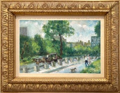 "Central Park N.Y. Mirando al sureste con el edificio General Motors". Pintura al óleo