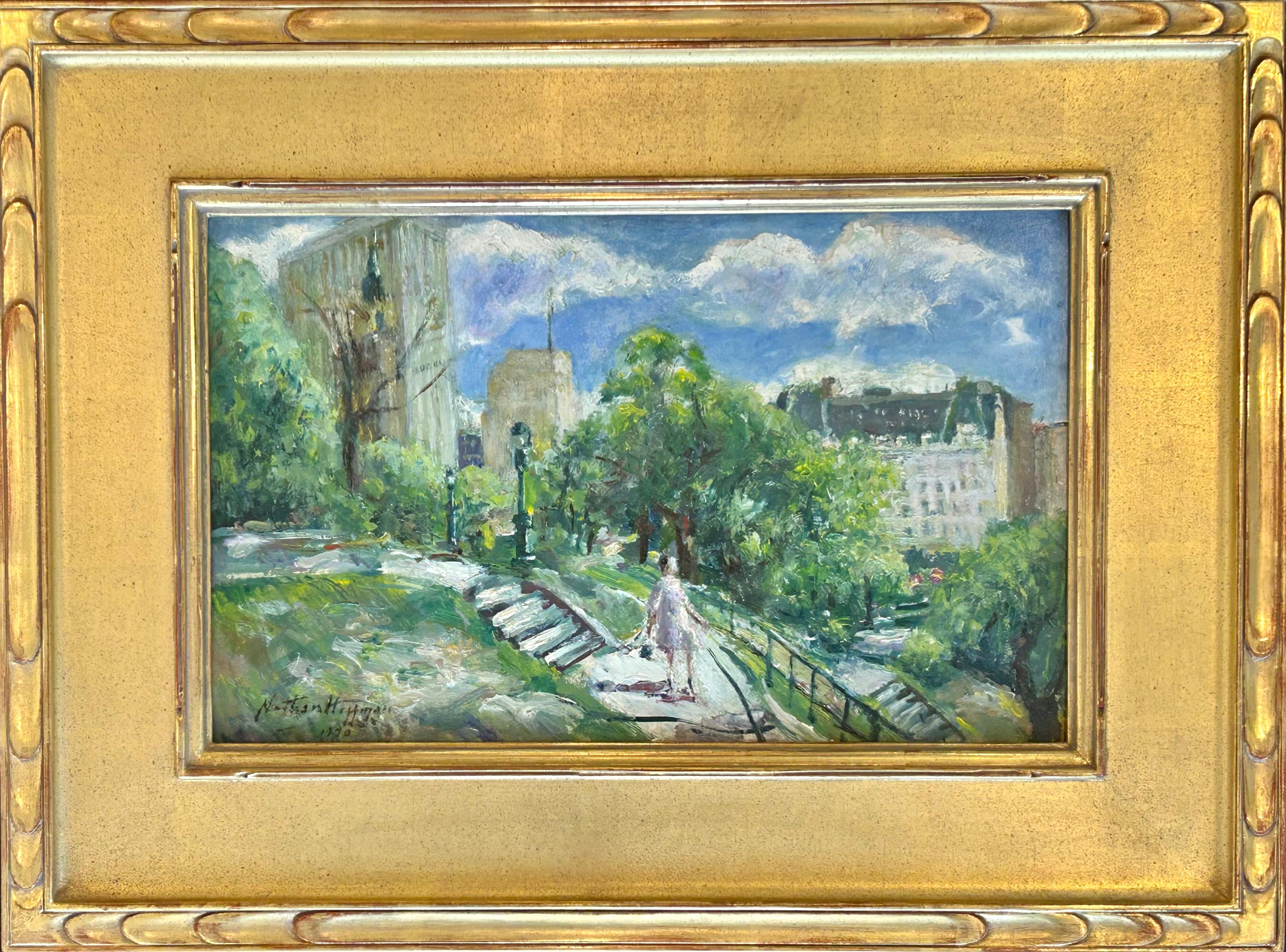 Nathan Hoffman
Central Park, Sherry Netherland Hotel, and Plaza Hotel, 1970
Signed, dated, titled on the reverse
Oil on artists board
10 x 16 inches


Born in Russia, the son of Friede (1878 – 1956) and Benjamin Hoffman (1878 – a. 1942). Benjamin