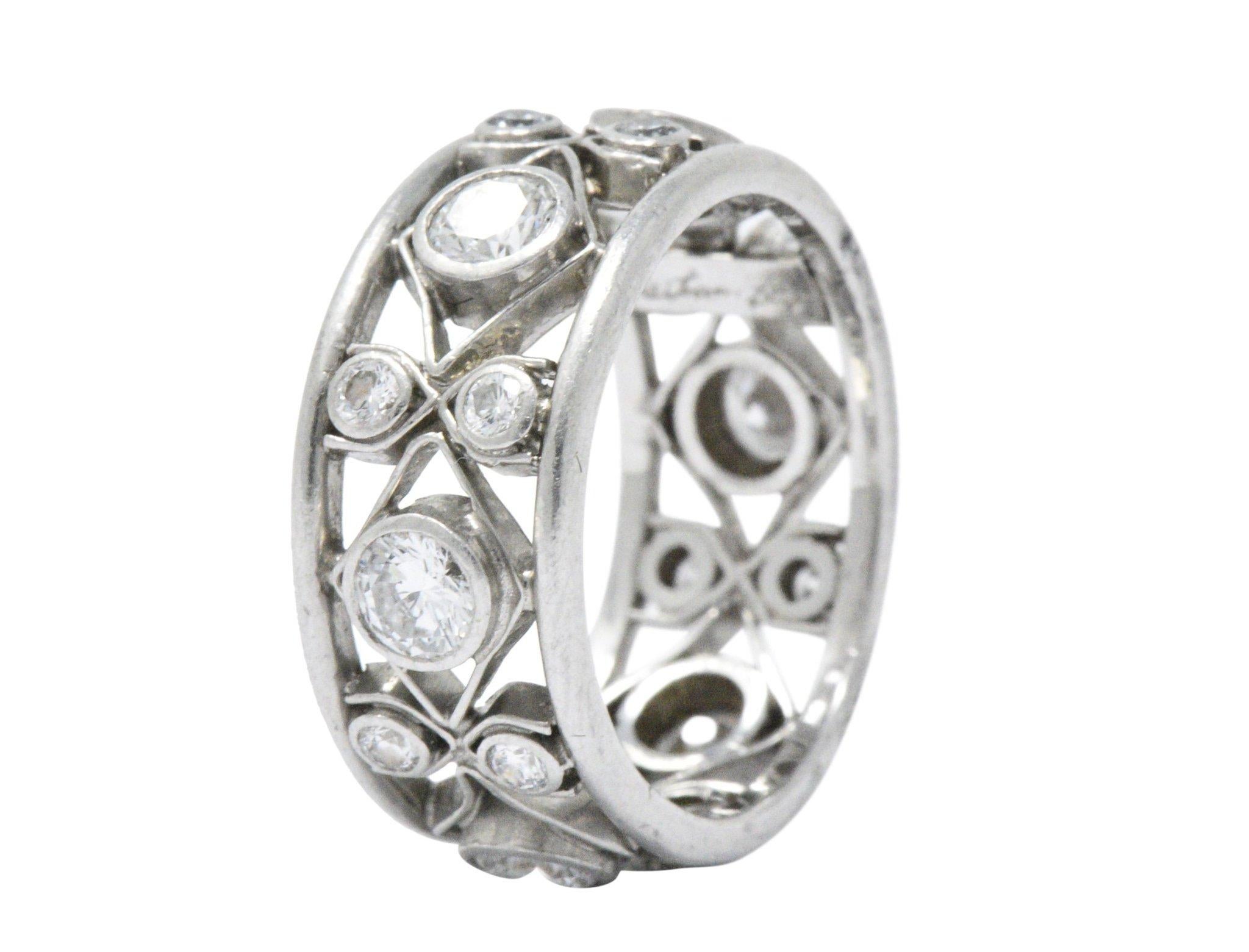 Modern Nathan Levy 1.14 Carat Diamond Platinum Eternity Band Ring