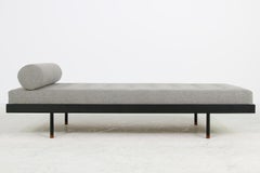 Nathan Lindberg 'Black Edition' Daybed Sofa Larch Wood, Metal, Teak, Grey Tufted