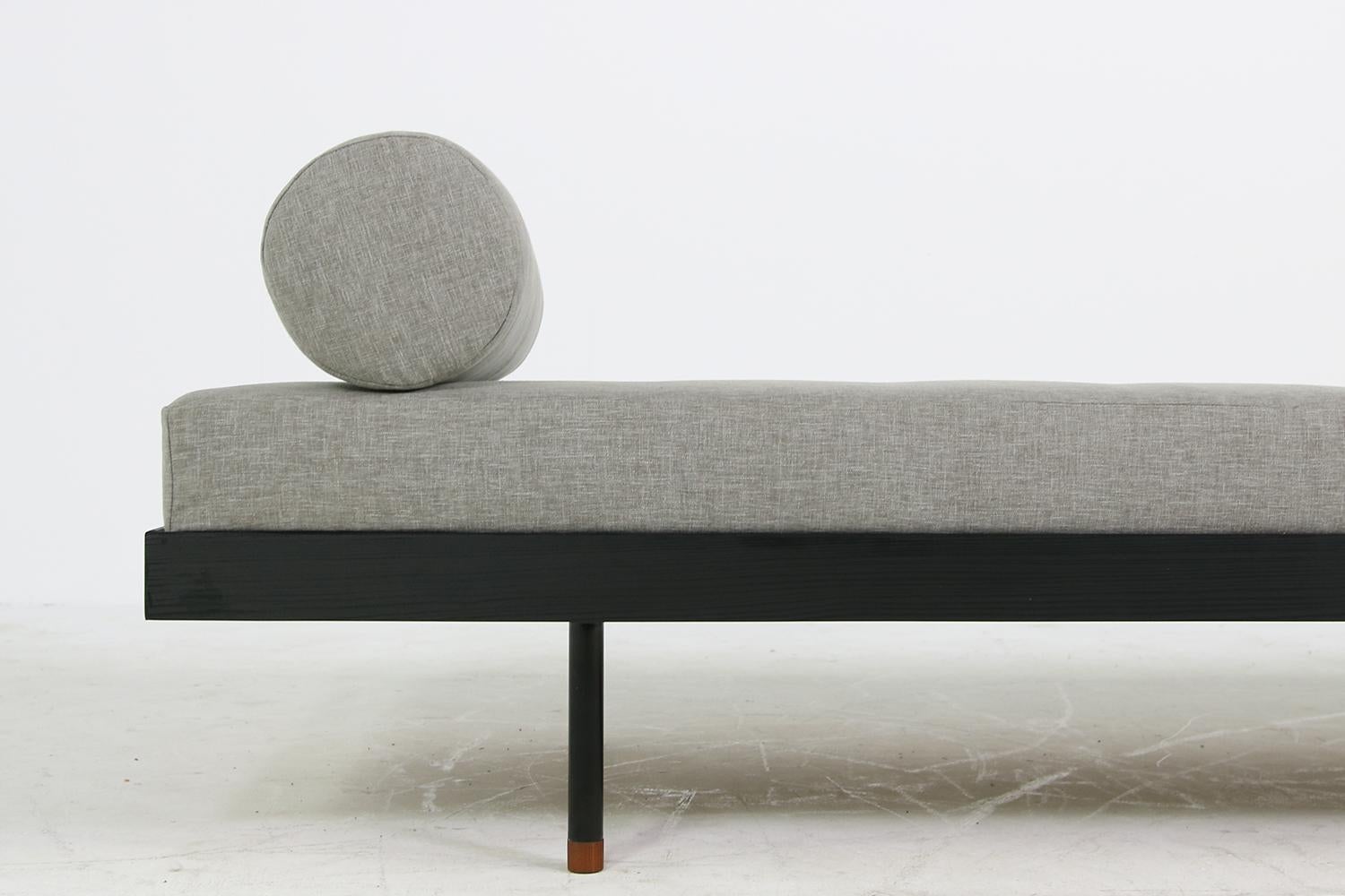 Contemporary Nathan Lindberg 'Black Edition' Daybed Sofa Larch Wood, Metal, Teak, Grey Tufted