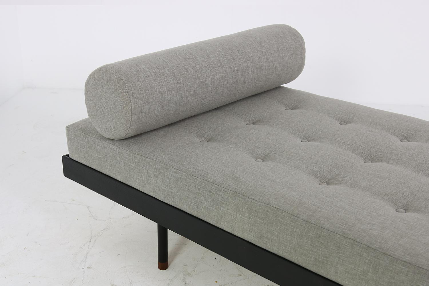 Foam Nathan Lindberg 'Black Edition' Daybed Sofa Larch Wood, Metal, Teak, Grey Tufted