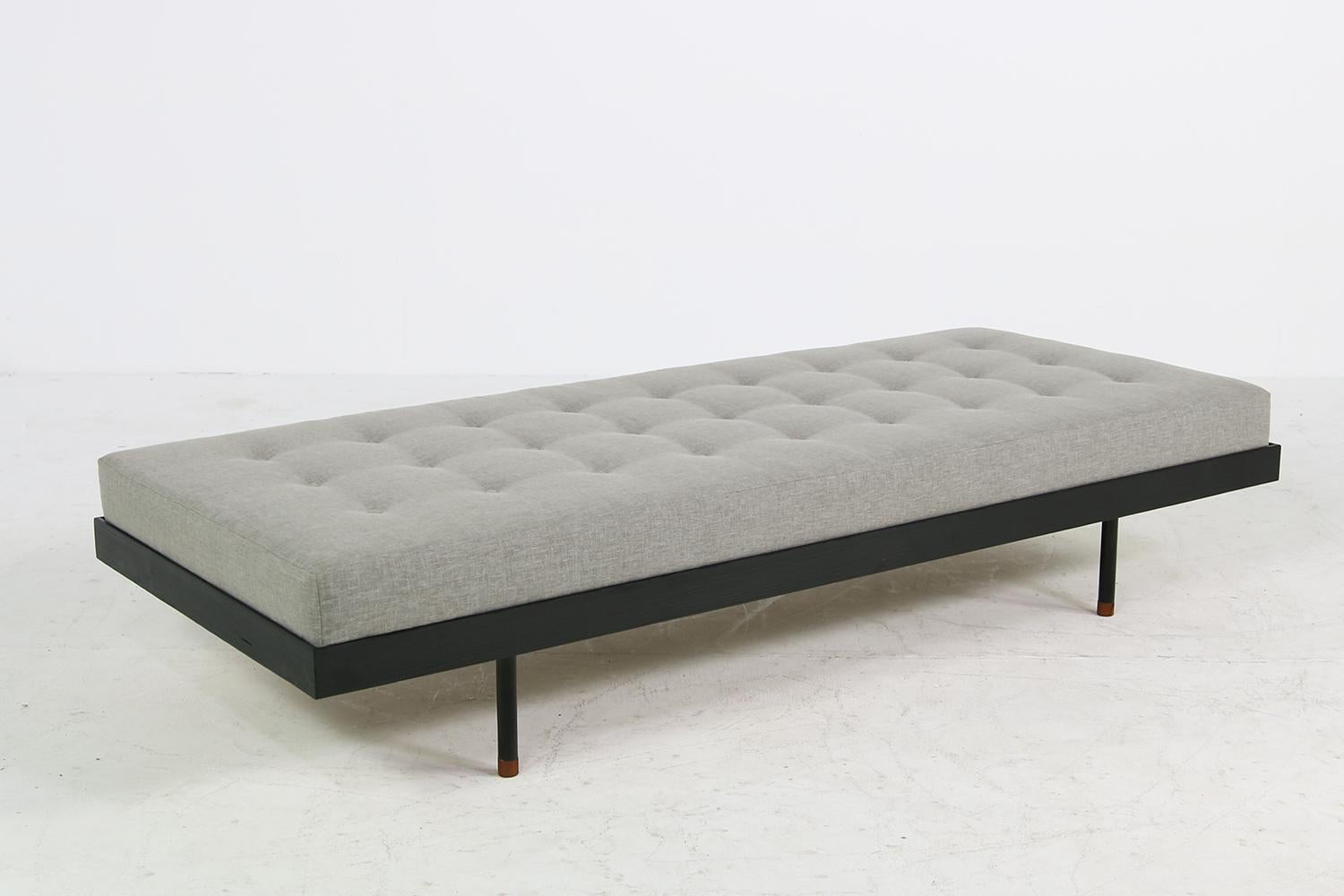 Nathan Lindberg 'Black Edition' Daybed Sofa Larch Wood, Metal, Teak, Grey Tufted 1