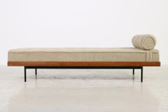 Nathan Lindberg Daybed Mod. 31 Larch Wood, Teak, Tufted, Teddy Fur & Leather